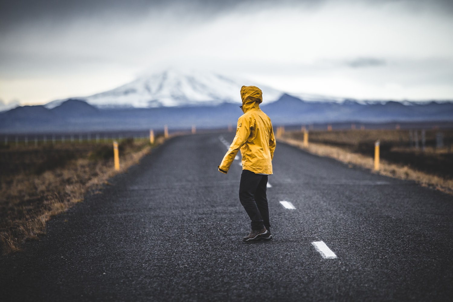 a person walking on a road