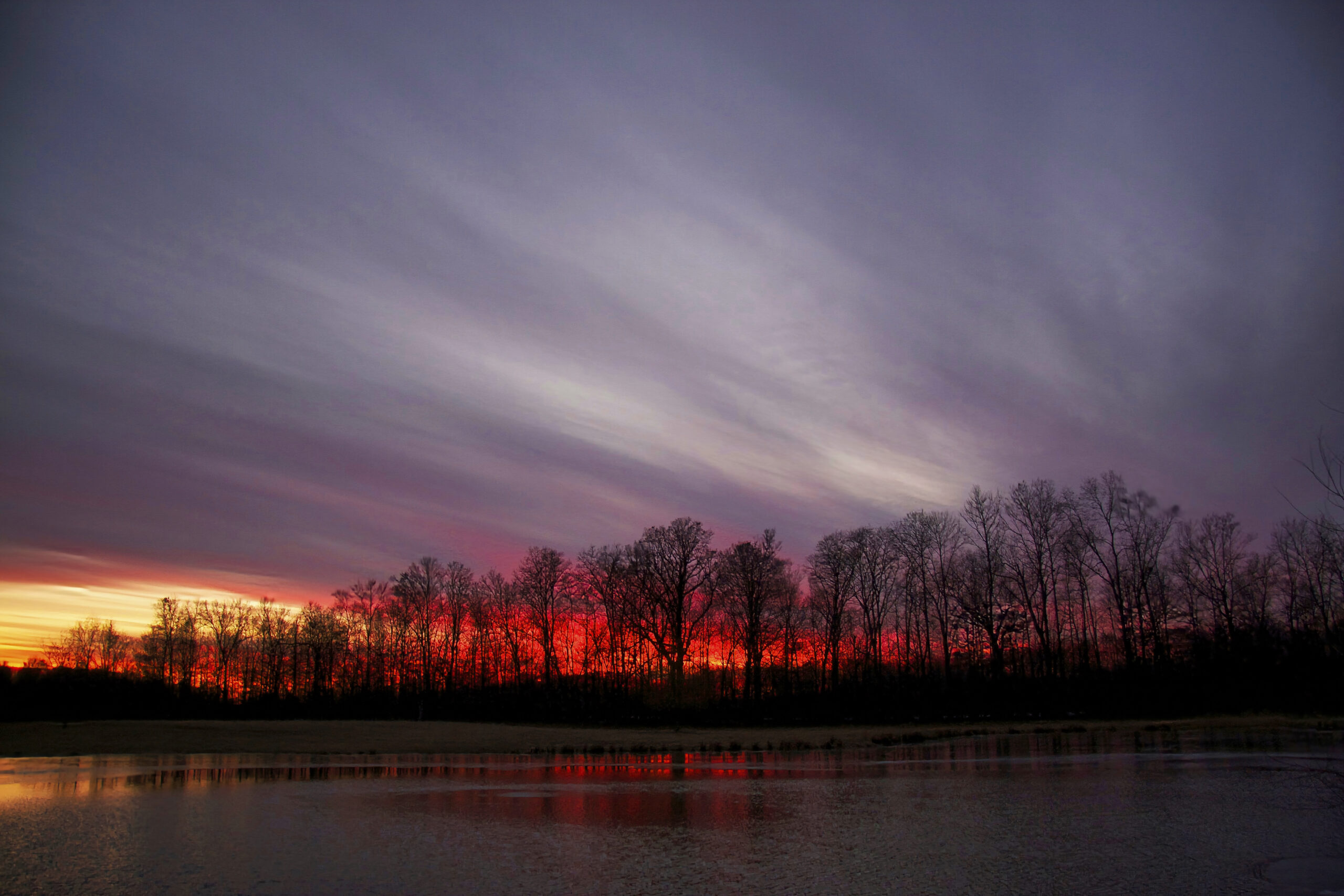 moving clouds over lake