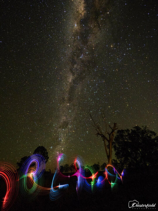 light painting night sky