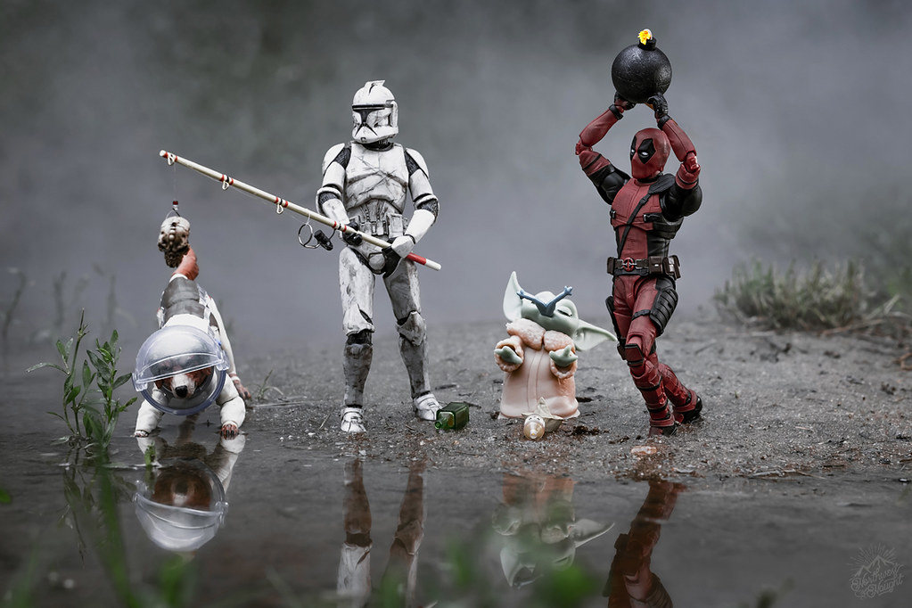 action figurines in nature