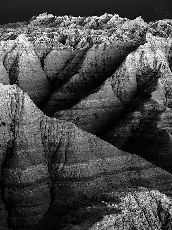black and white textures mountains
