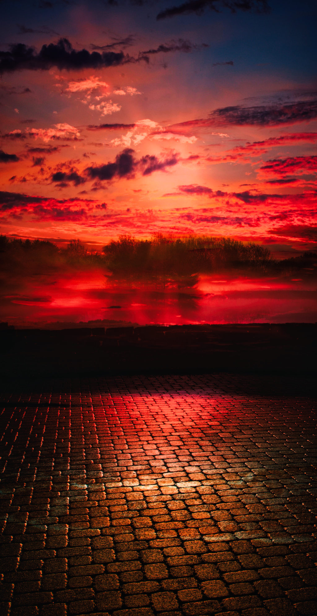 dramatic red sunset