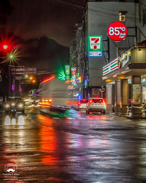 street at night long exposure