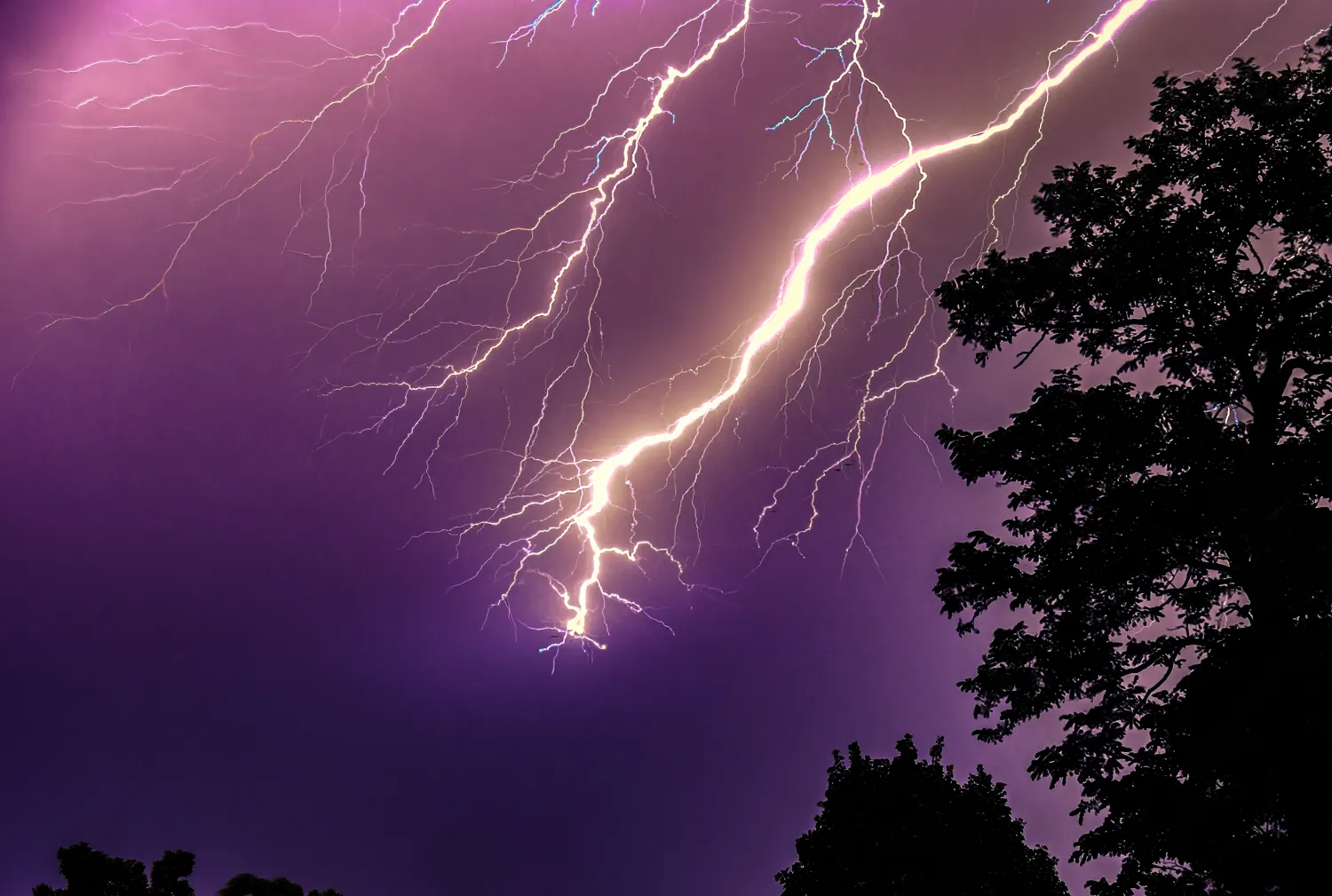 lightning purple sky