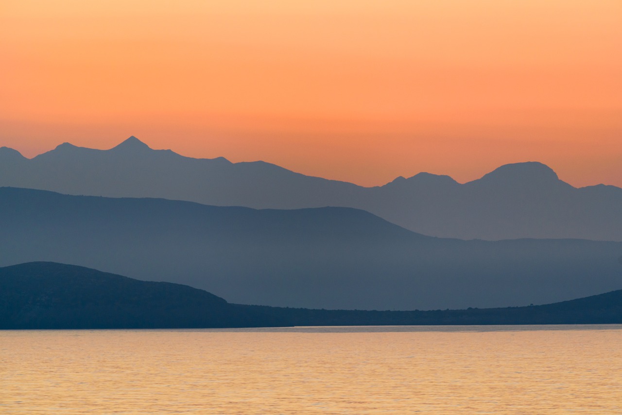 mountains, sea, hills