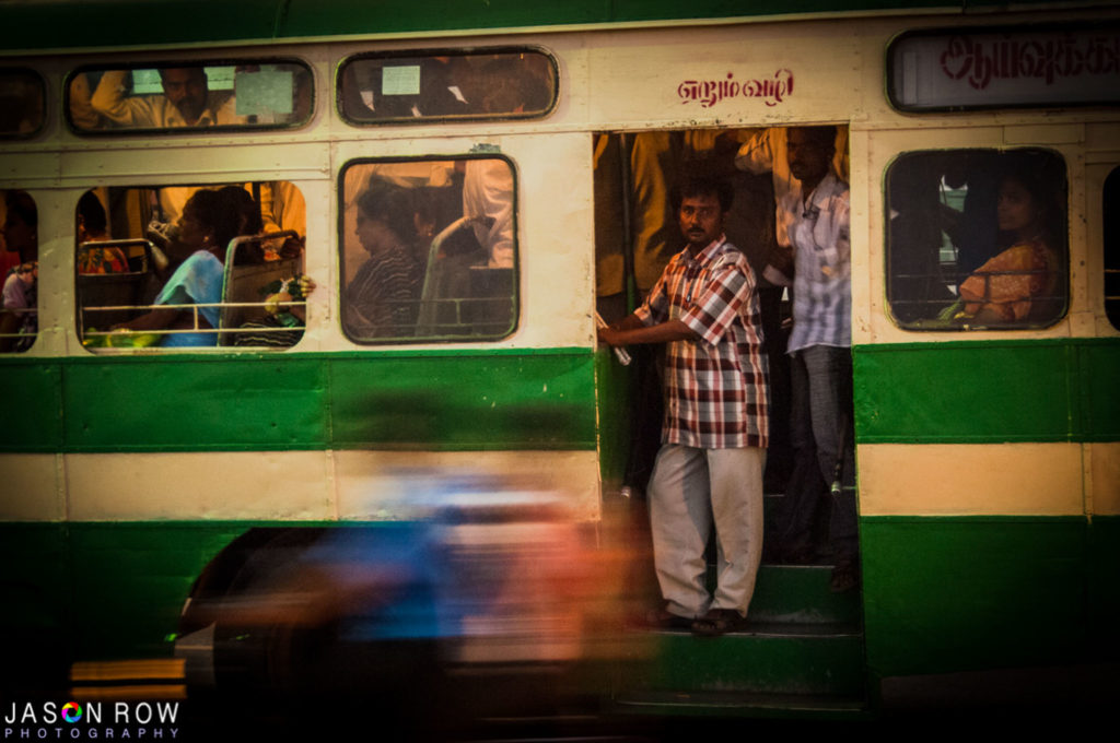 Bus during evening rush hour in Chennai India images tell story