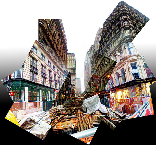 Another kind of panorama of construction on Fulton Street.