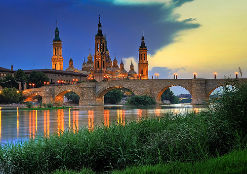 Basilica del Pilar, sunset