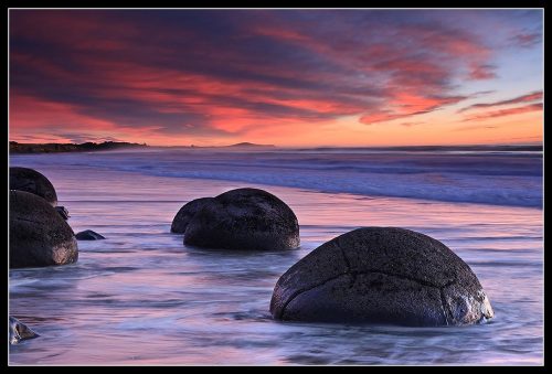 Moeraki Boulders at sunrise