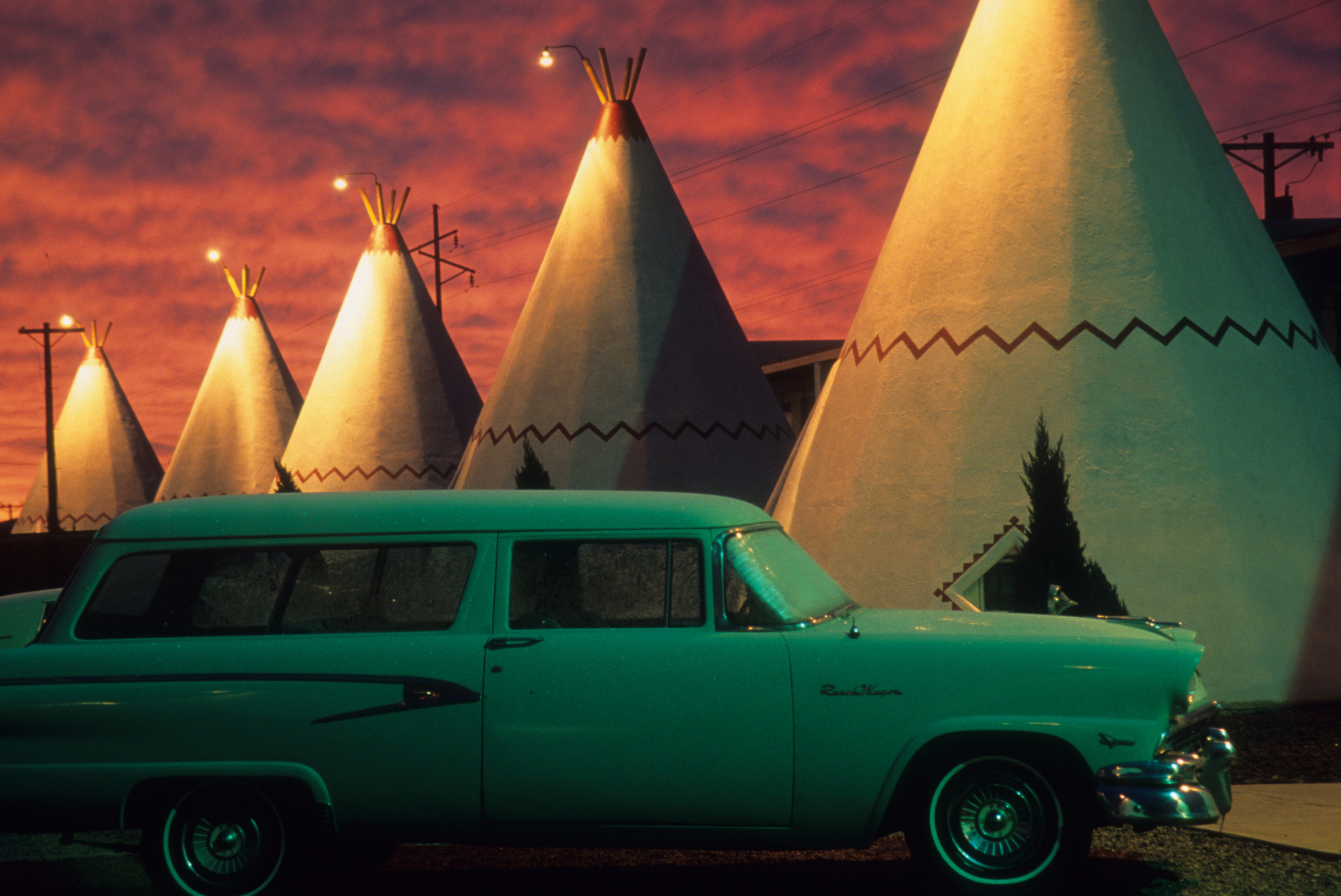 No photographer could ignore the blood shot skies that towered over this 1960's era scene.- Peter Guttman