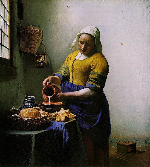 Vermeer – The Milkmaid [Public domain], by Johannes Vermeer (1632–1675)