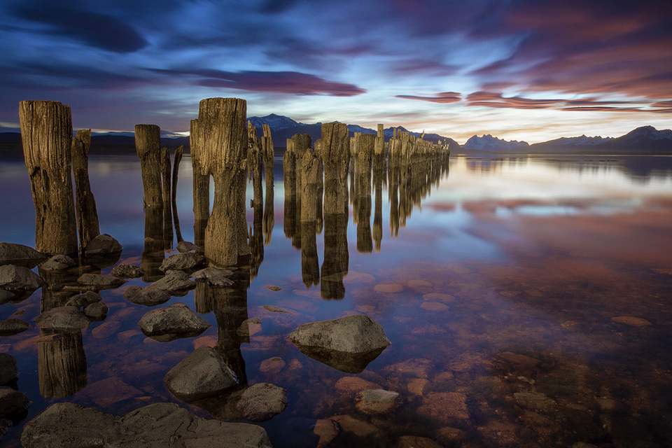 Puerto Natales - Chile (A luminance mask HDR) incredible pink sunset jetty