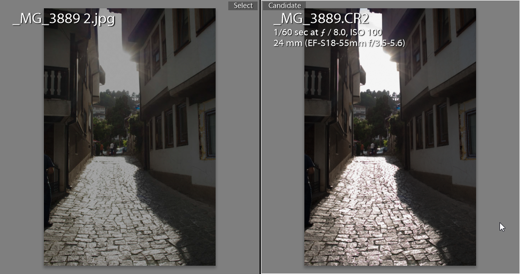 Highlight recovery. Jpeg on the left, raw file on the right.