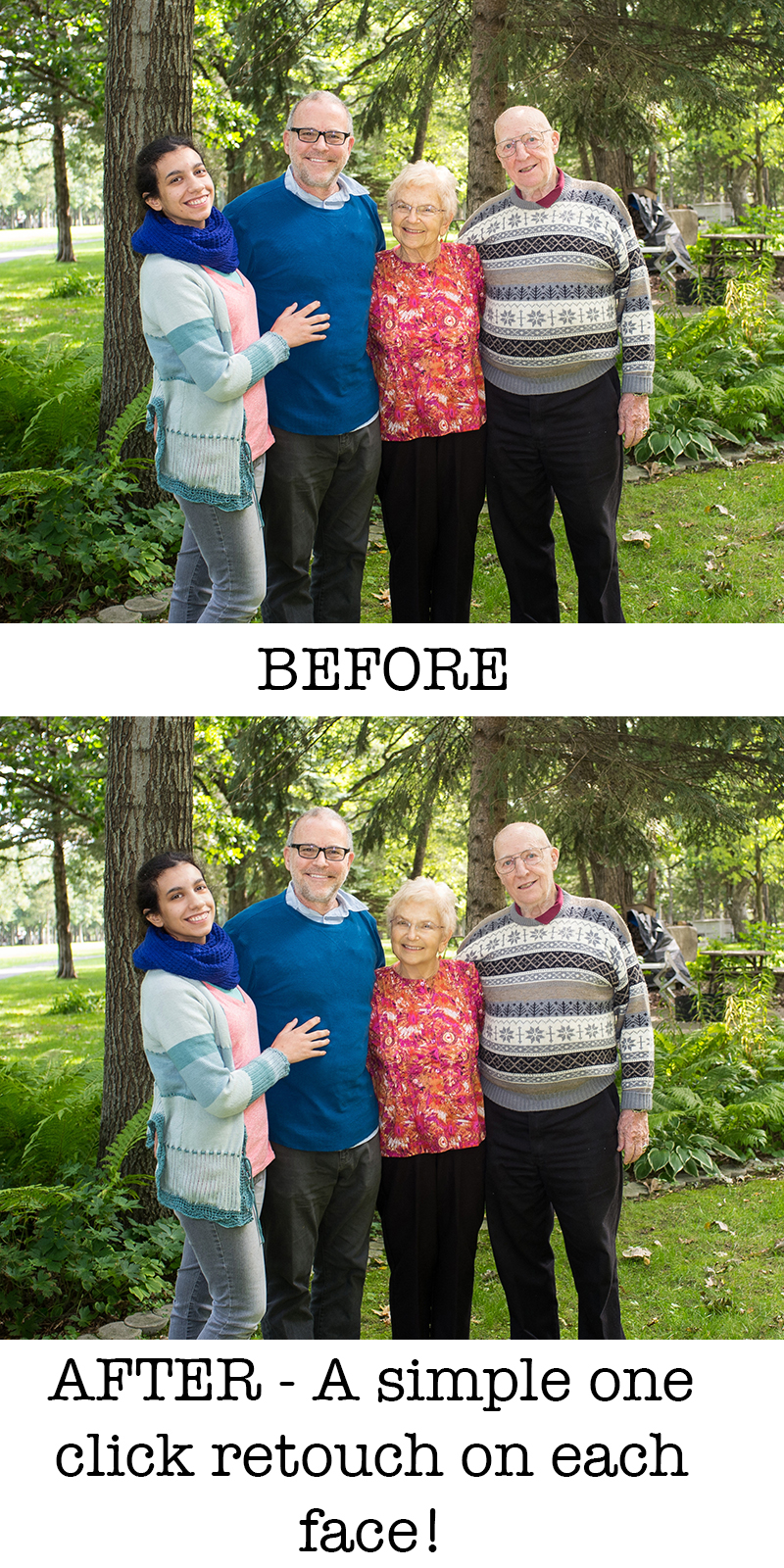 Photograph by Kent DuFault. While not as efficient with group shots- the program is still a time savior for rapid retouching of multiple people in a shot.