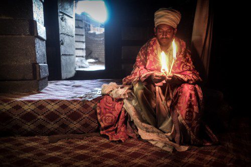 Priest in a temple at Lalibela Ethiopia