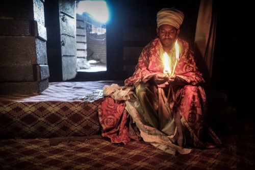 Priest in a temple at Lalibela  Ethiopia