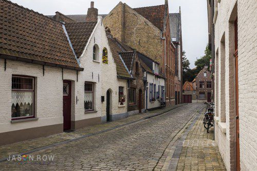 Early Monring ion a back street n Bruges, Belgium