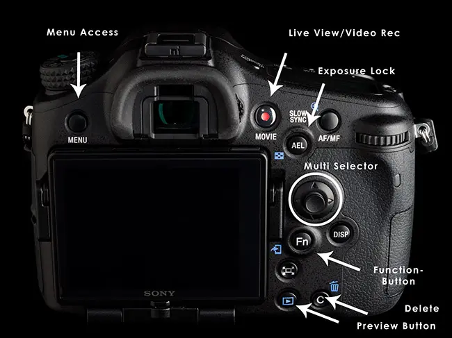 Some of the controls on the rear of your camera. 