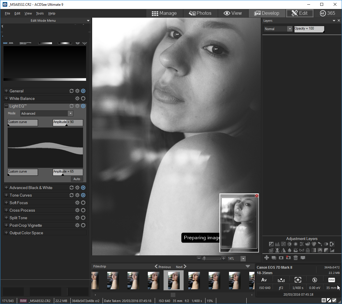 As you can see, I'm in the Edit module, but the software is stuck somewhere in between.