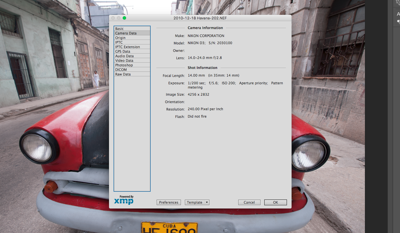 In Photoshop EXIF can be found on the via File - File Info 