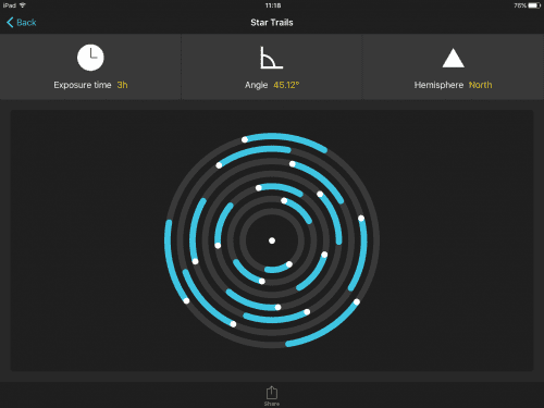 Star trails for a given exposure length 