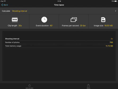 Time-lapse calculator is a another useful tool