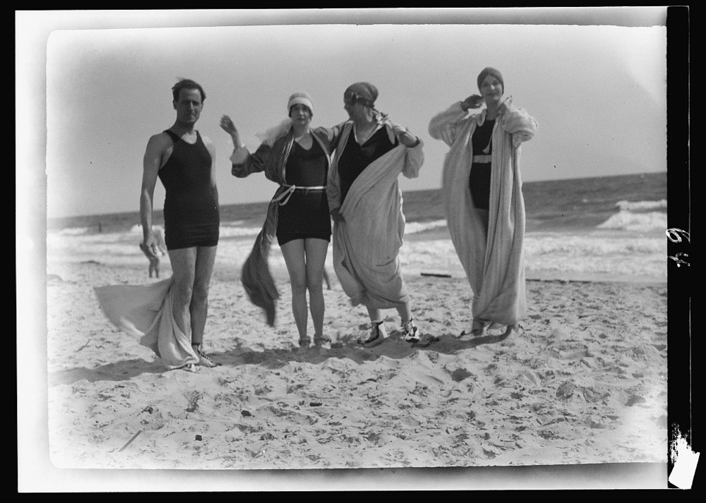 Group of people at Long Beach, New York.