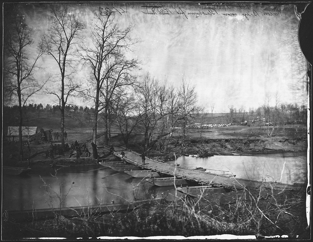 Pontoon bridge across Blackburn's Ford, Bull Run, Va