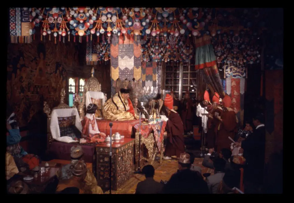 Royal family looks on during coronation ceremony of Palden Thondup Namgyal and Hope Cooke, Gangtok, Sikkim