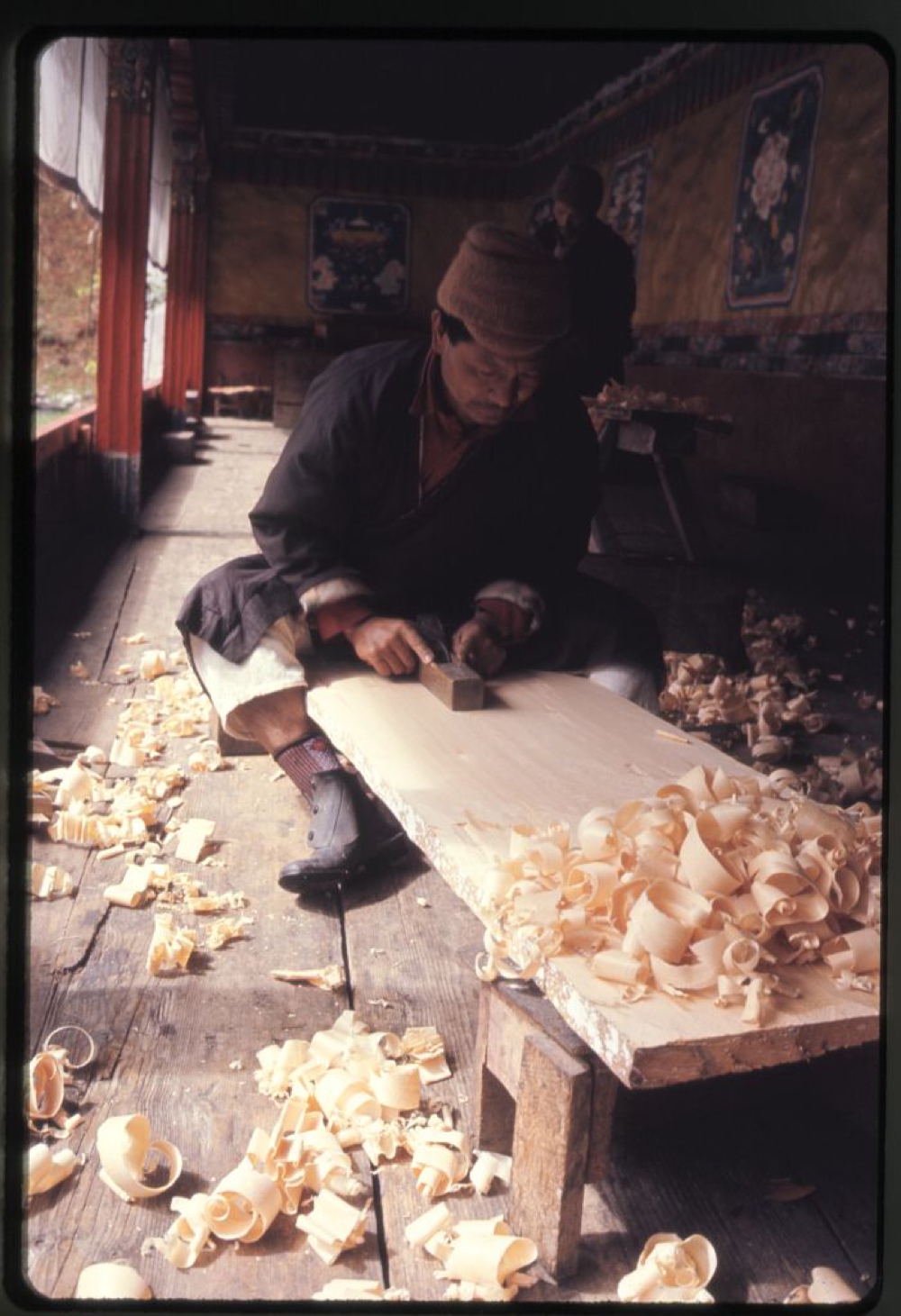 Wood carver, Lachung monastery, Sikkim