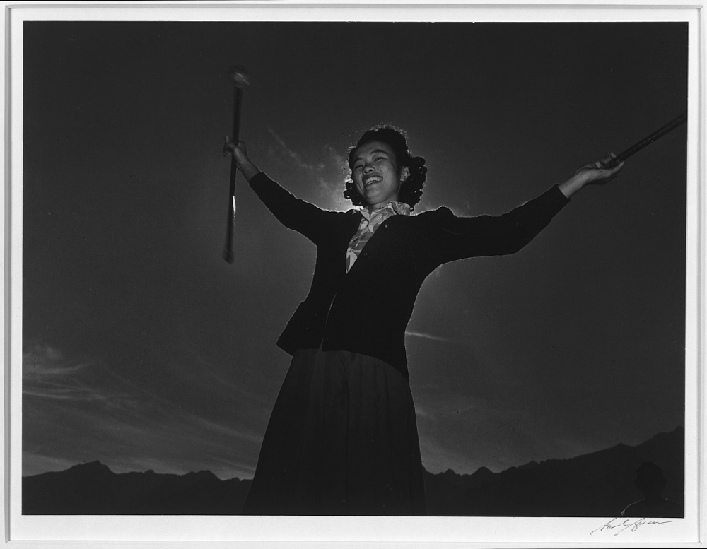 Baton practice, Florence Kuwata, Manzanar Relocation Center