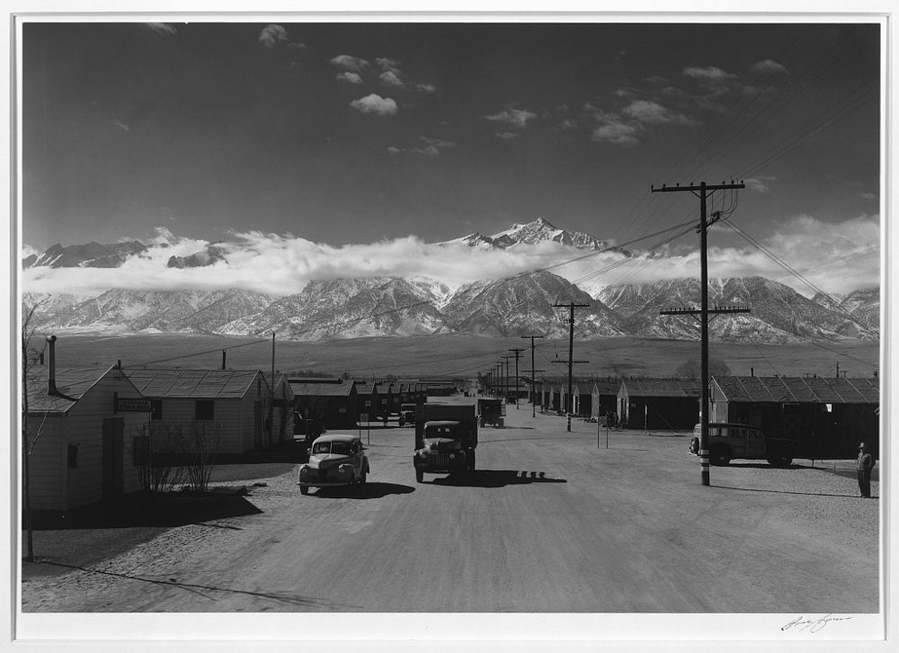 Manzanar street scene, spring, Manzanar Relocation Center