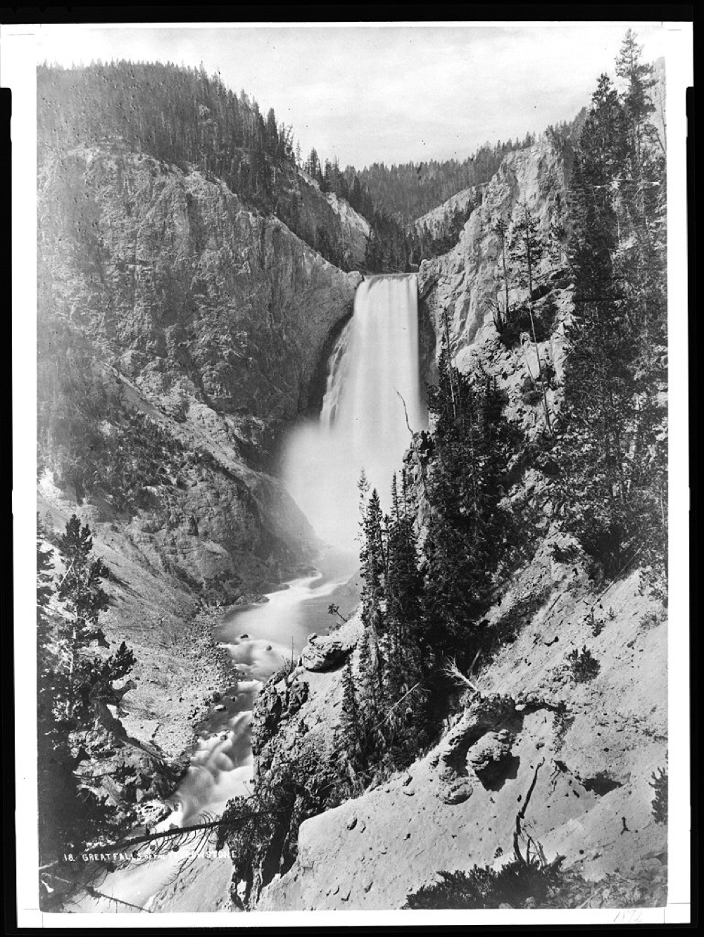 1871 Photo of Lower Yellowstone Falls by William Henry Jackson