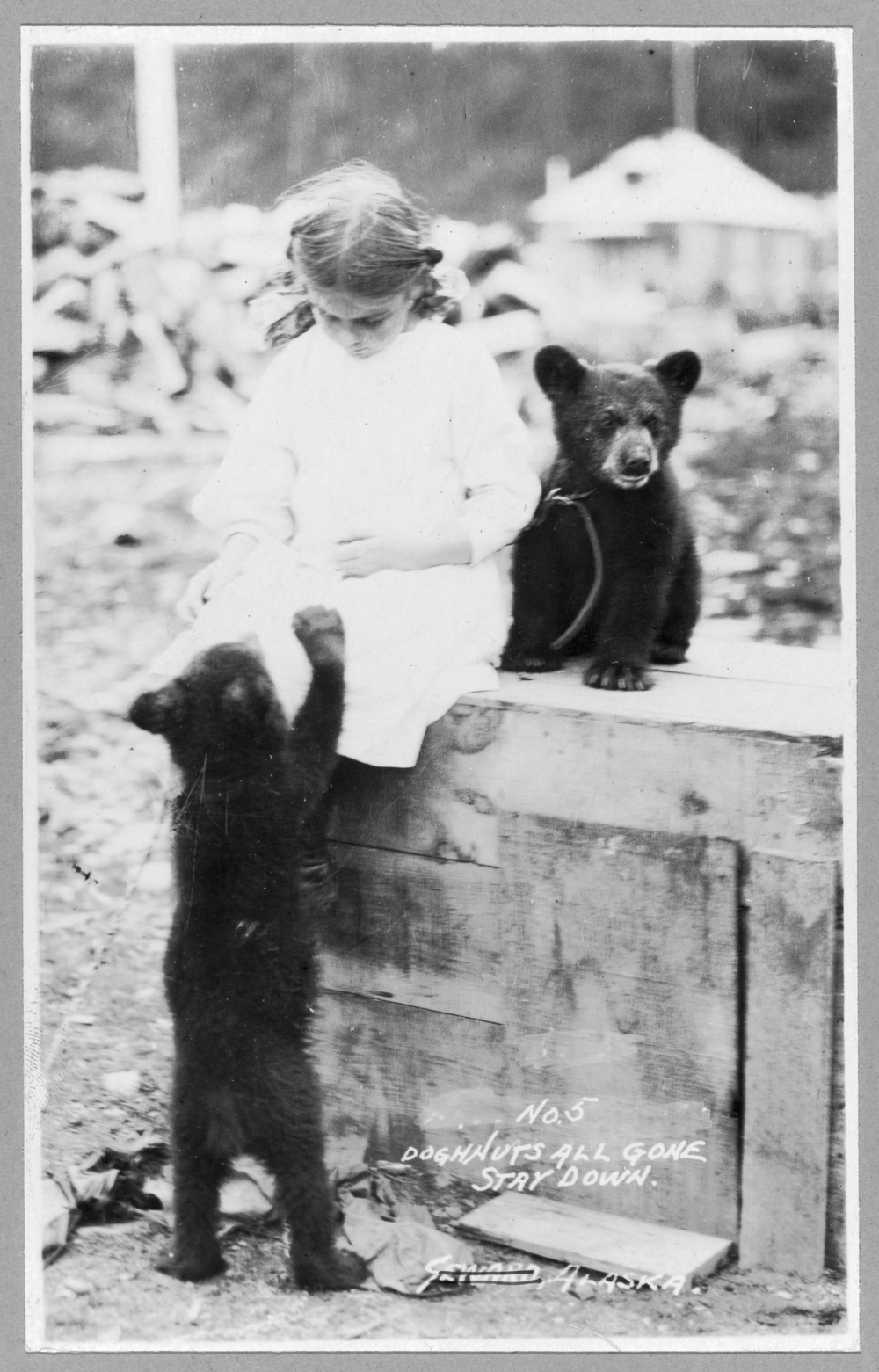 Girl with bear cubs