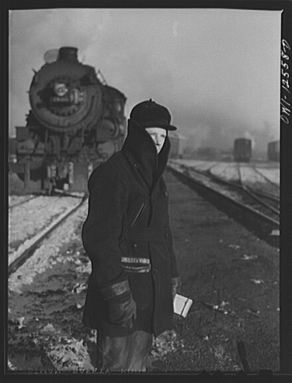 Chicago, Illinois. Switchman waiting for the train