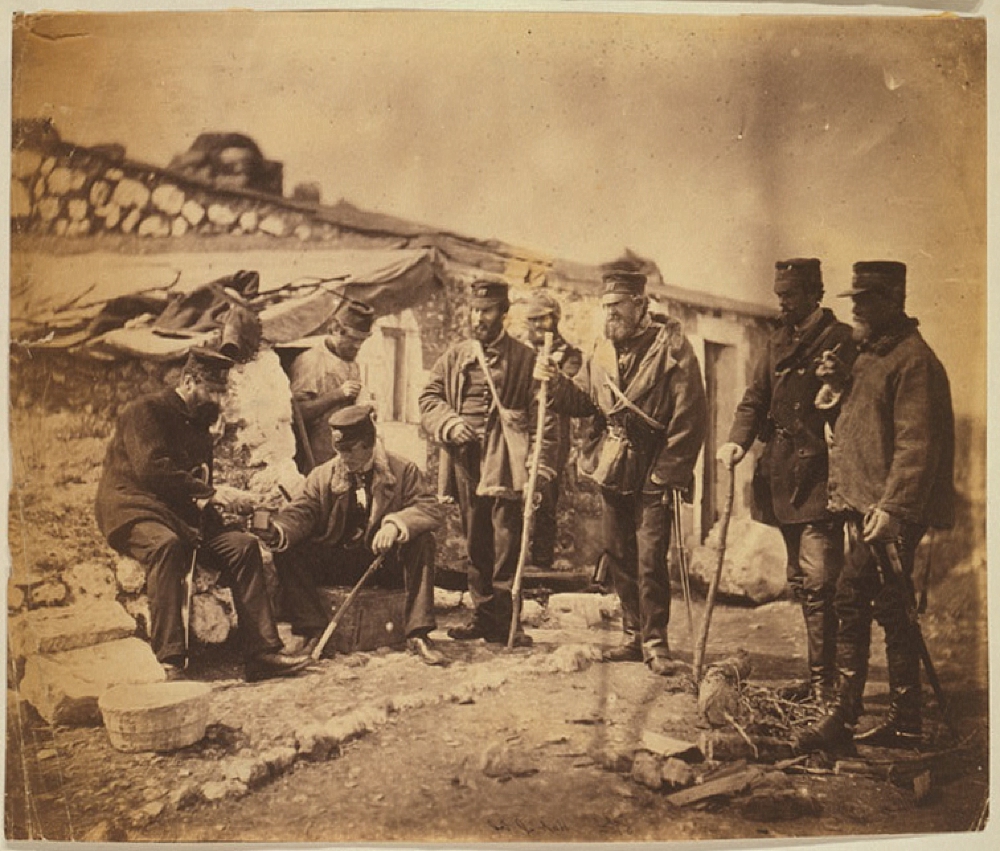 Lieutenant-colonel Shadforth at his hut & officers of the 57th Regiment