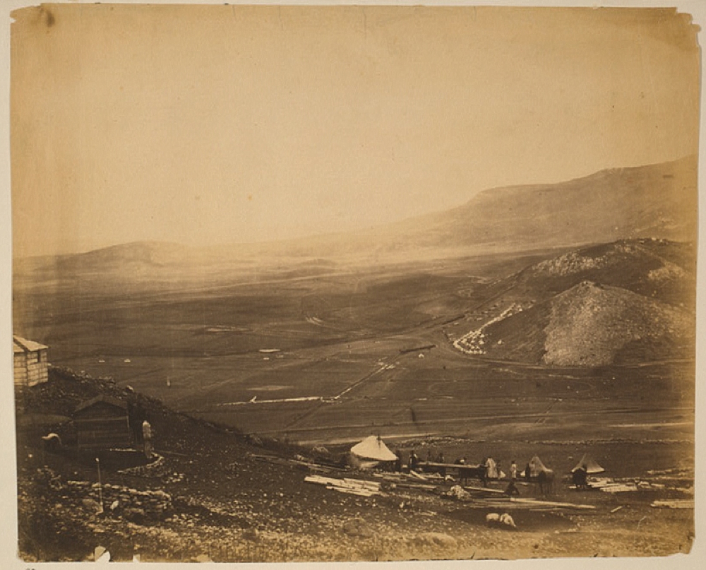 View of the lines of Balaclava from Guard's Hill; Canrobert's Hill in the distance