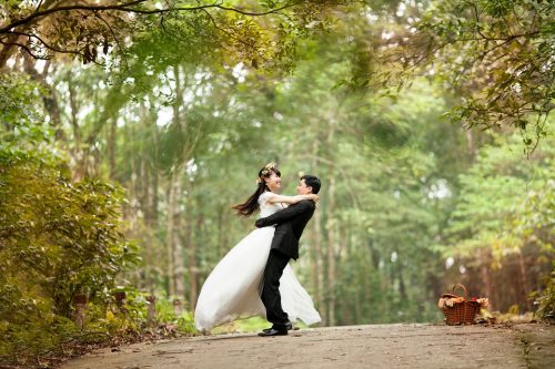 a man and woman kissing