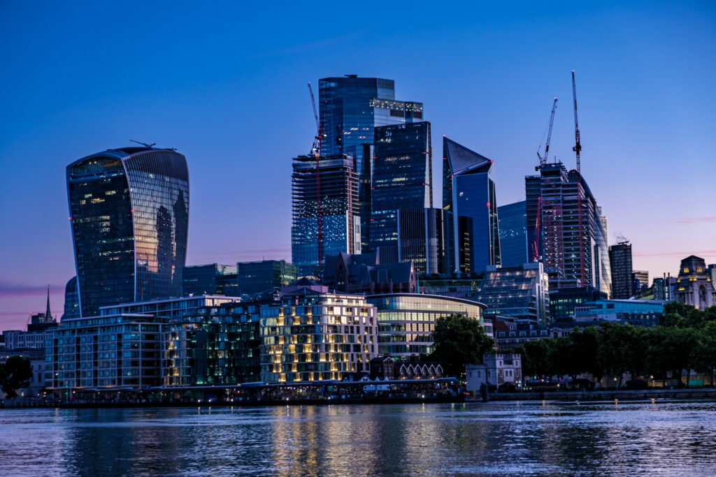 City of London during the morning blue hour