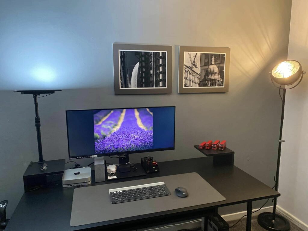Ultra wide monitor in a photographers office set up