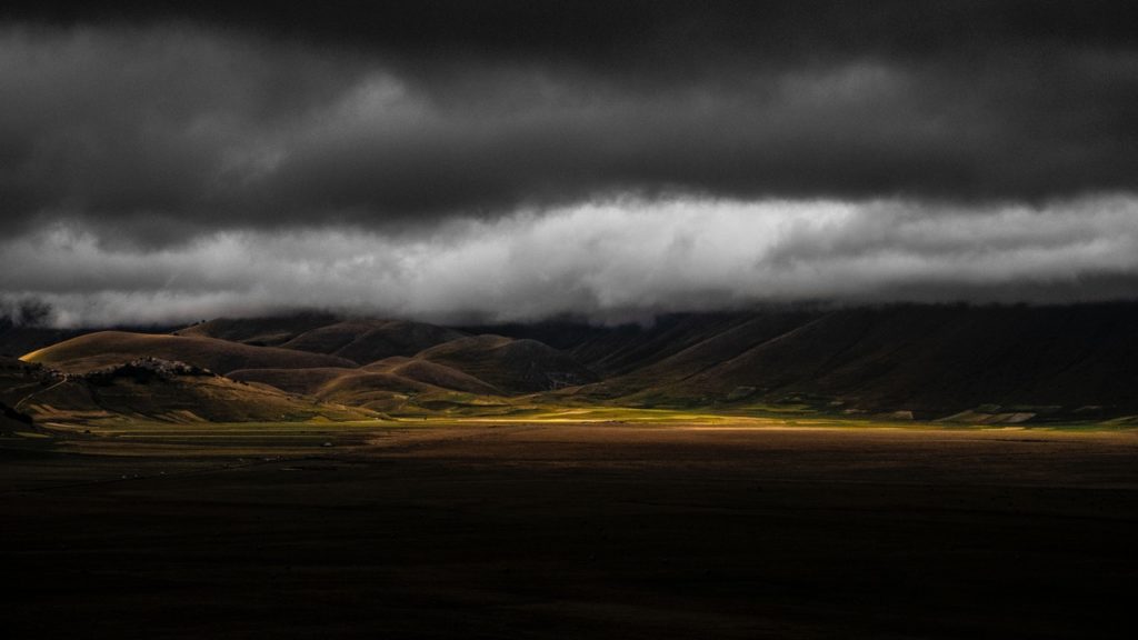 Hills with storm.