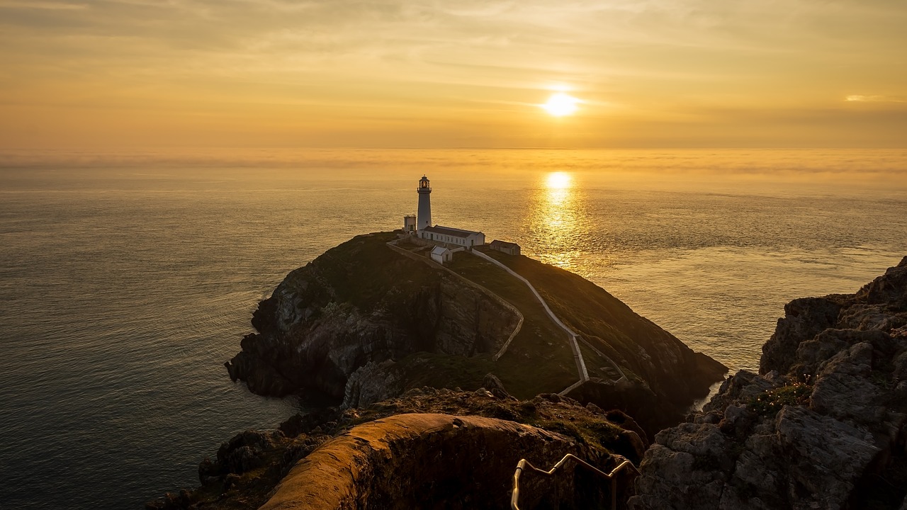 lighthouse, hill, coast