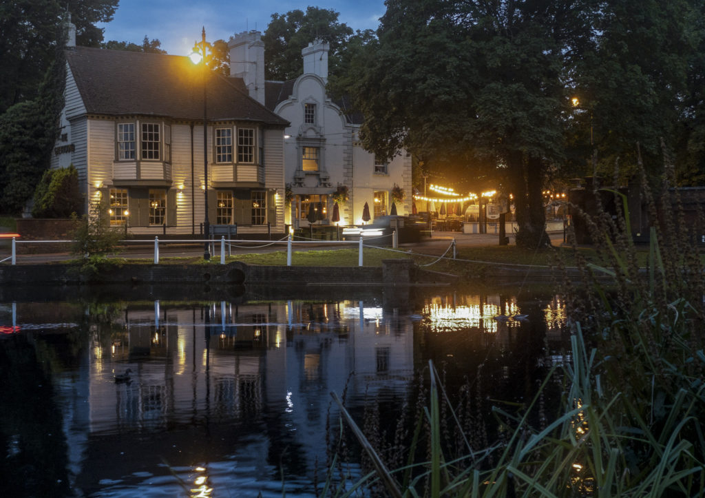 Ponds and Pub at blue hour