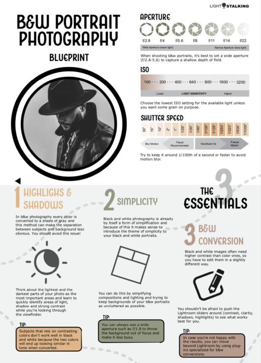 Black and White Portrait Cheat Sheet