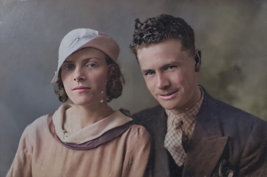 Colorised 1930s print of your couple 