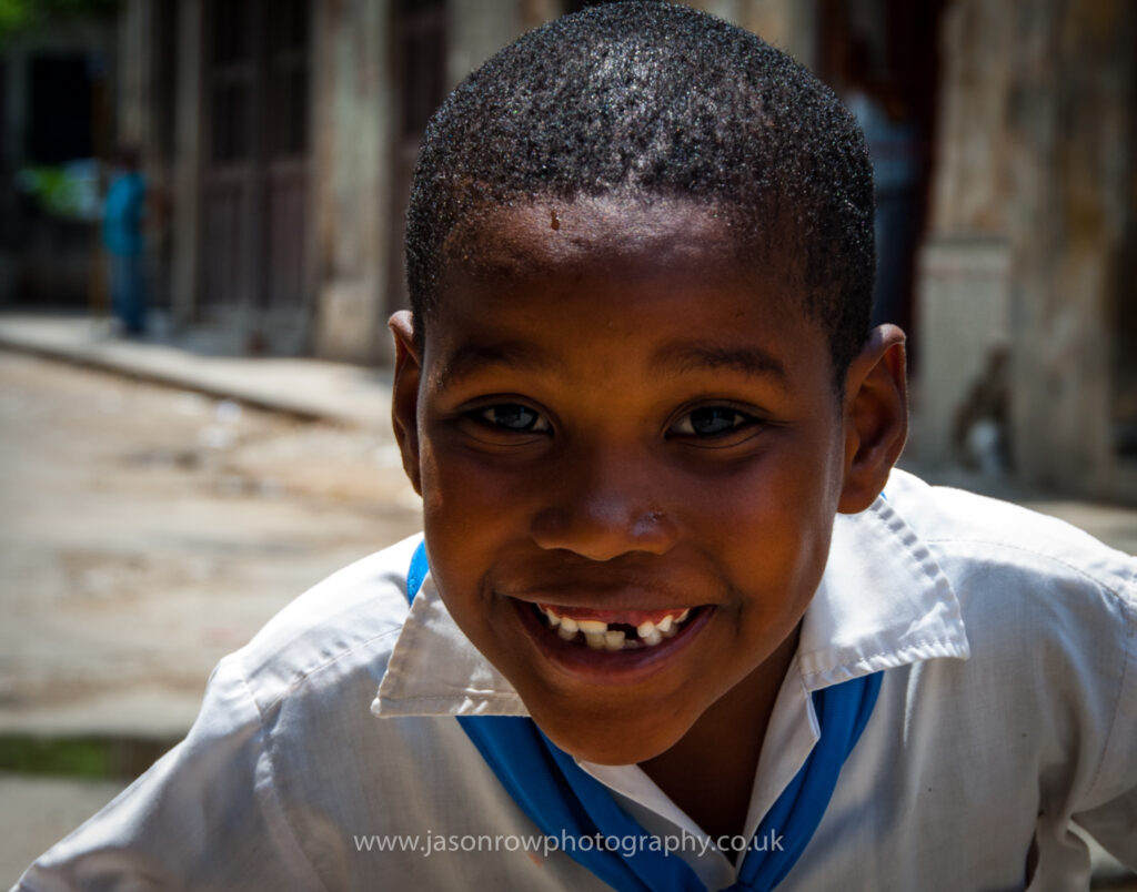Travel stock editorial image of smiling schoolboy in Havana Centro, Cuba