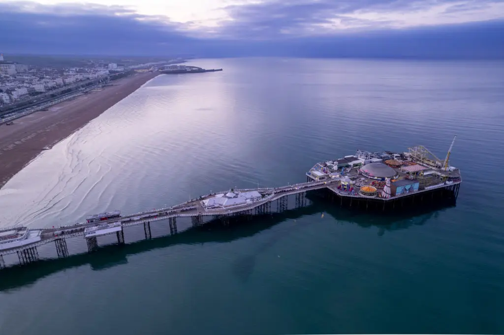 Drone shot of Brighton Pier in UK returning to drone photography