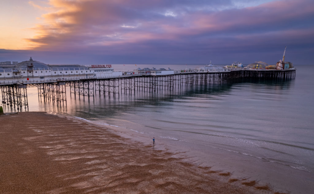 Brighton pier at sunrise returning to drone photography