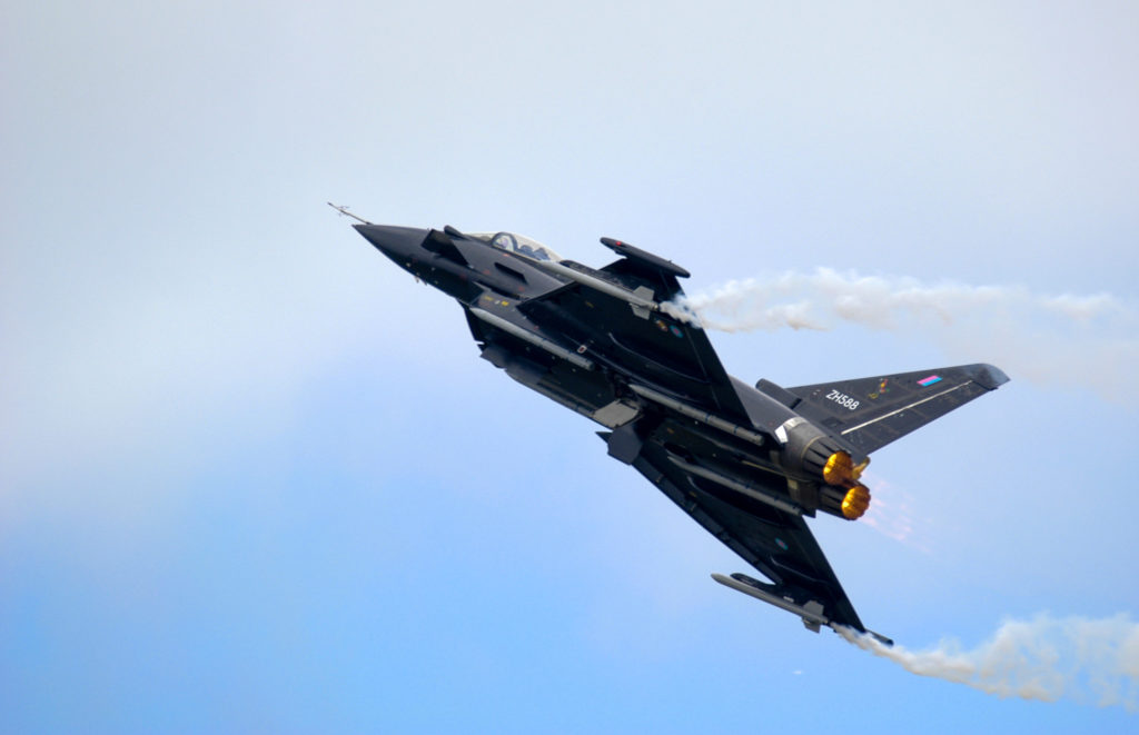 Eurofighter Typhoon on afterburner. 