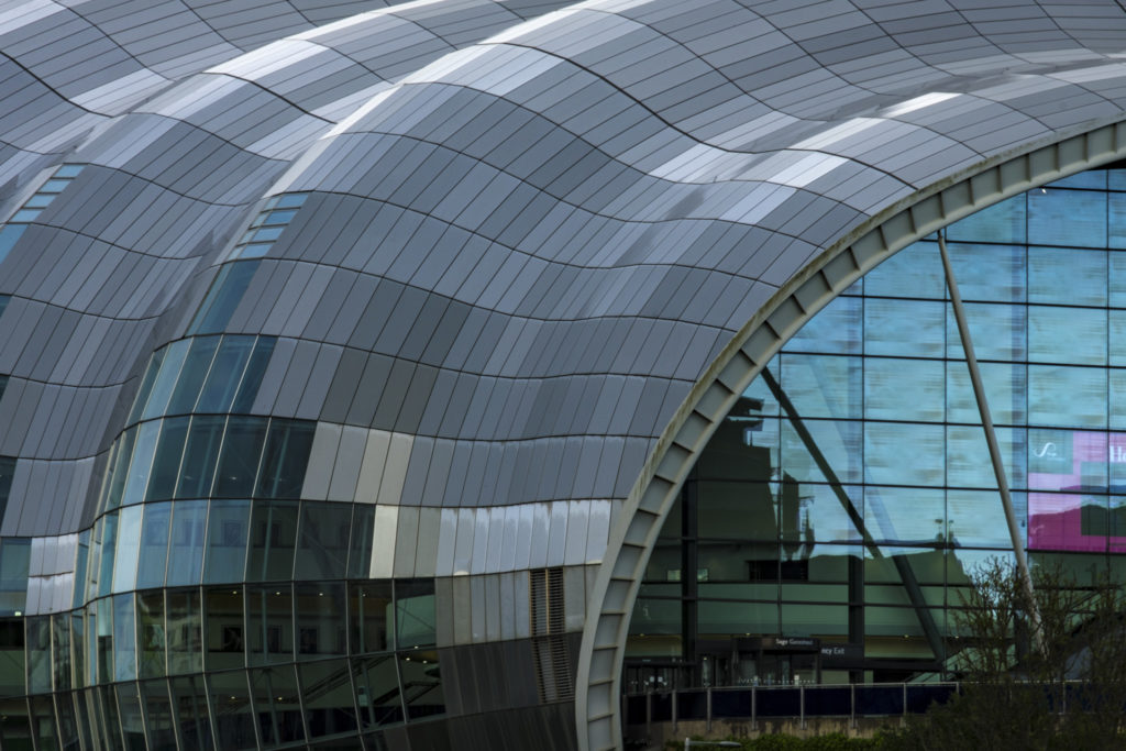 Close details of the Sage Centre in Newcastle. 